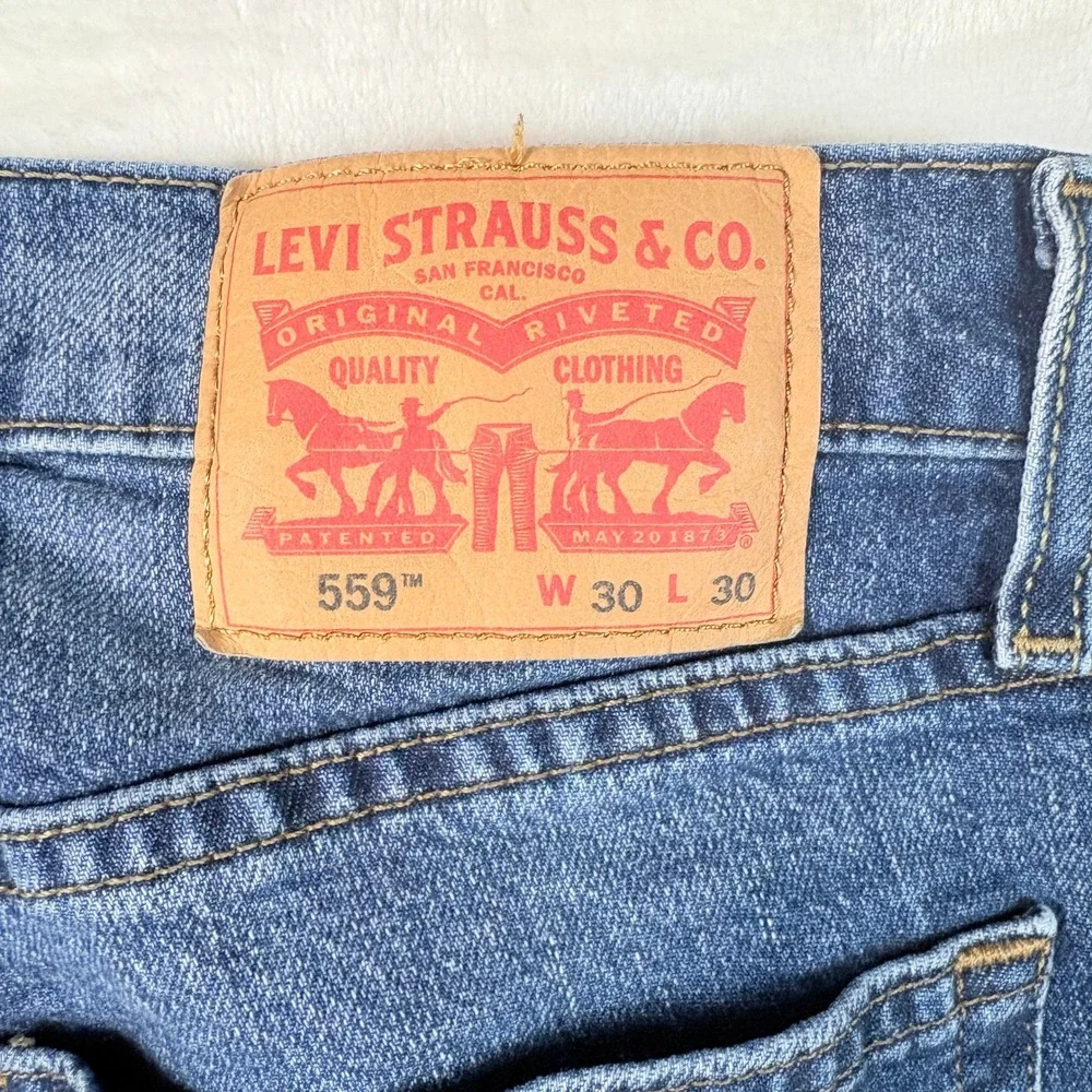 Levi's 559 Relaxed Straight Jeans Mens 30x30 Blue Excellent Waterless Stretch‎